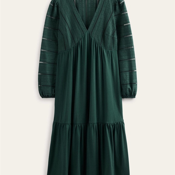 Boden Woven Midi Dress in Emerald Green - Picture 2 of 6